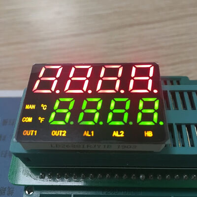 نمایشگر LED 7 سگمنت دو خطی 4 رقمی قرمز/سبز/زرد آند مشترک برای کنترل دما