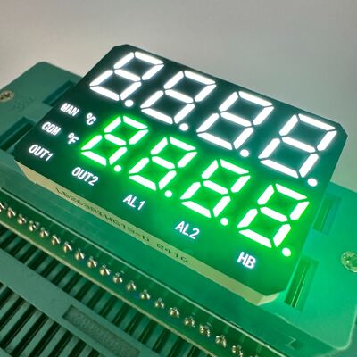 دو خط 4 + 4 رقمی سفید / سبز خالص سفارشی 7 بخش LED صفحه نمایش آند مشترک 26 * 38 میلی متر برای نشانگر دما