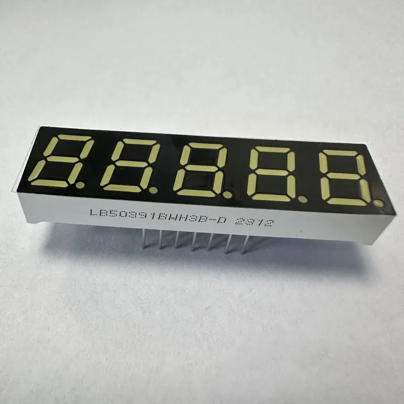صفحه نمایش ال ای دی Ultra White 7 Segment LED 5 رقم 0.39 اینچ Common Anode برای شاخص دیجیتال 0